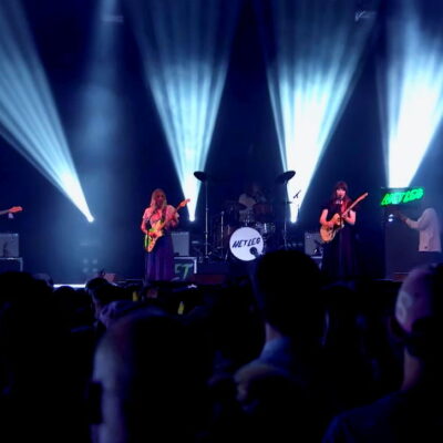 Wet Leg live on stage at Isle of Wight Festival's Big Top