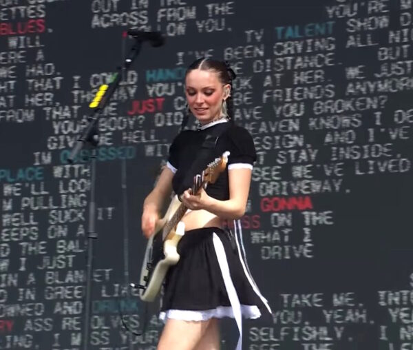 Holly Humberstone on stage at Reading Festival, 2023.